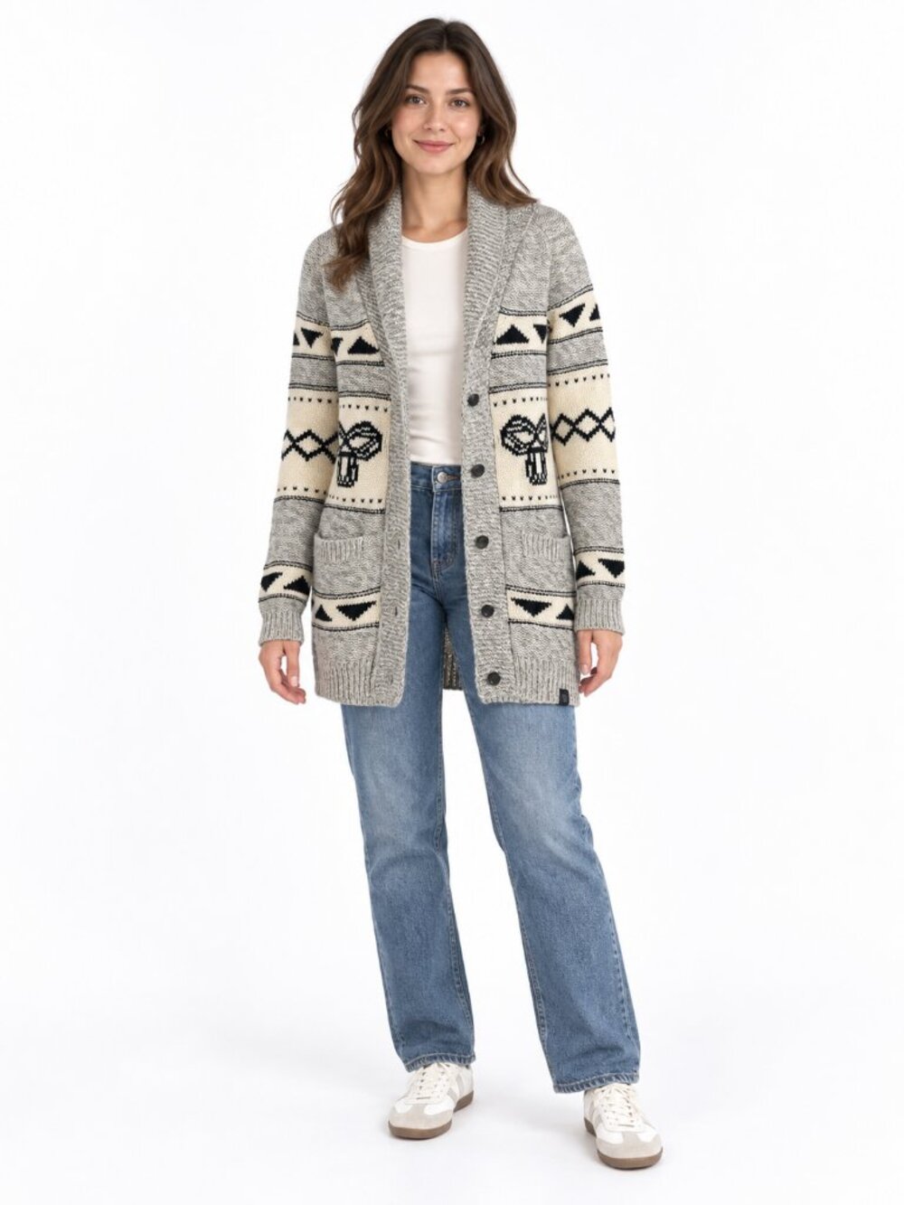 Aritzia TNA Sea to Sky Longline Cardigan M 100% Lambswool Cowichan Style